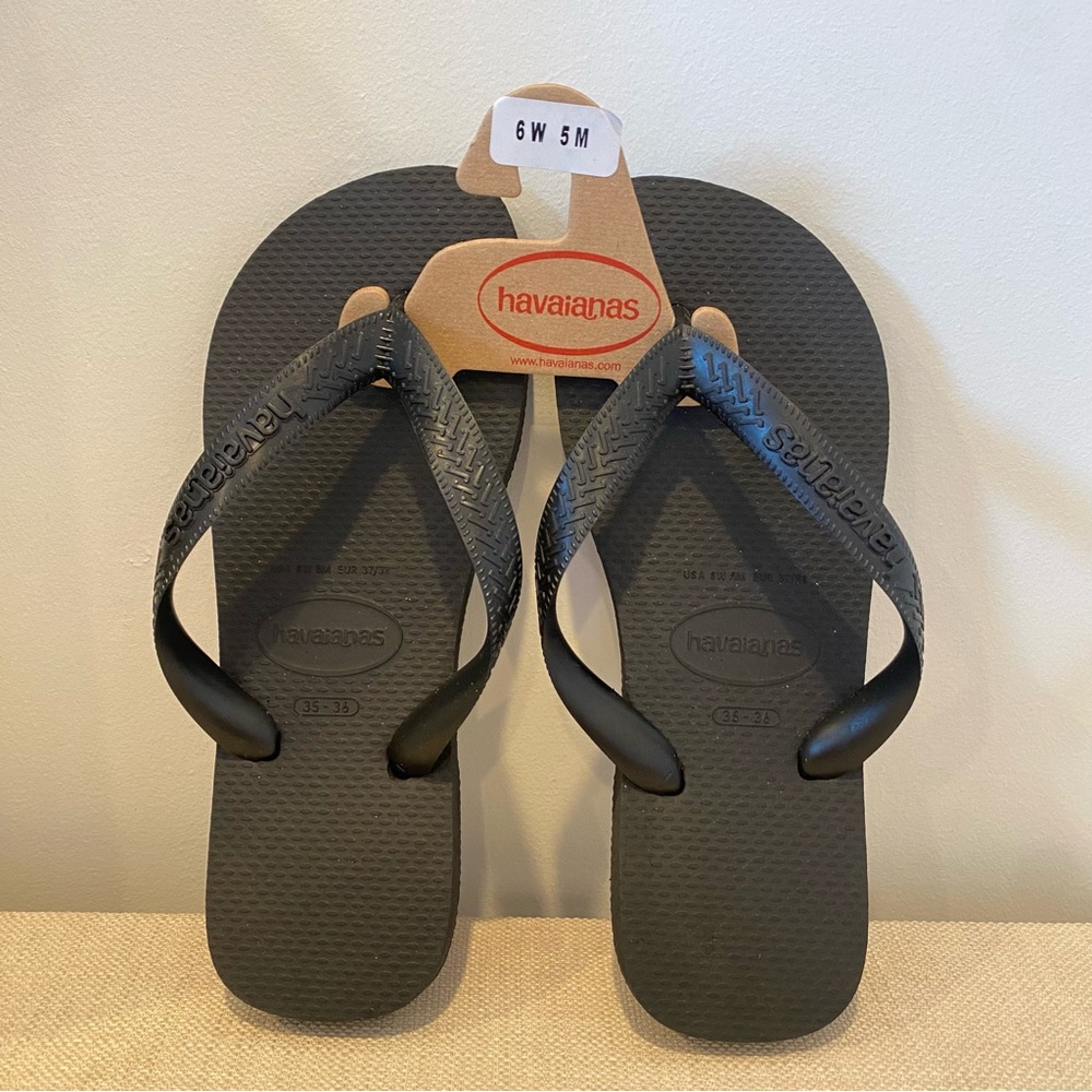 Havaianas Women’s Black Top Flip Flop Sandal Size 6 Women’s New #Lux-Sh-01-R